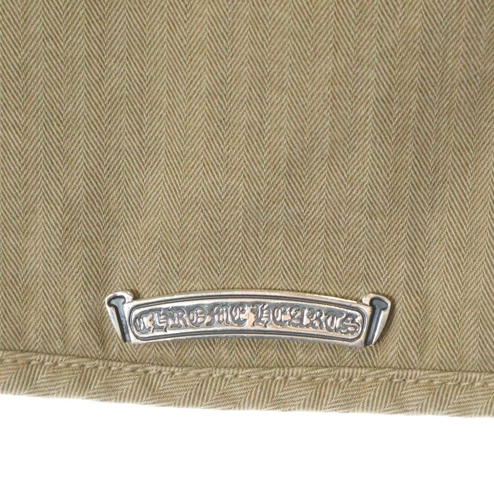CHROME HEARTS(クロムハーツ) VEST-M-HOMER ヘリンボーン 中綿キルティング ダガージップアップベスト ベージュ ※国内レシート付き