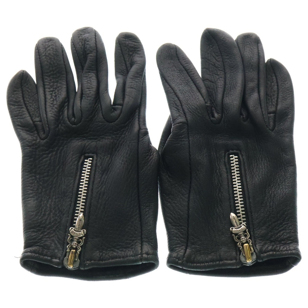 CHROME HEARTS(クロムハーツ) DGR ZIP GROVE ダガージップ レザーグローブ ブラック