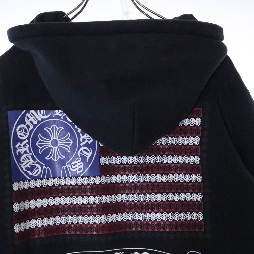 CHROME HEARTS(クロムハーツ) USA FLAG 星条旗 フラッグプリント ホースシュー ジップアップフーディー パーカー ブラック