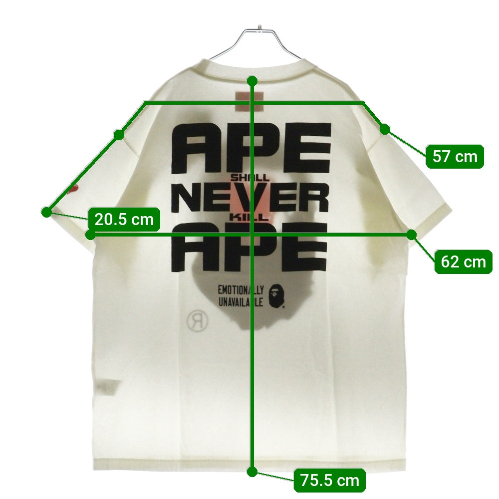 A BATHING APE(アベイシングエイプ) 25SS ×Emotionally Unavailable エモーショナリー アンアヴェイラブル プリント半袖Tシャツ カットソー ホワイト