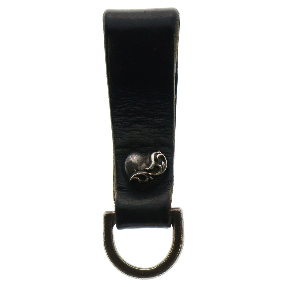 CHROME HEARTS(クロムハーツ) BELT LOOP D RING Dカン ハートボールボタンレザーベルトループ ブラック/シルバー
