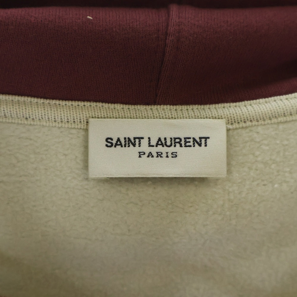 SAINT LAURENT PARIS(サンローランパリ) ロゴパッチ レース スウェットパーカー フーディー ベージュ/レッド 697678 Y36VZ 9355
