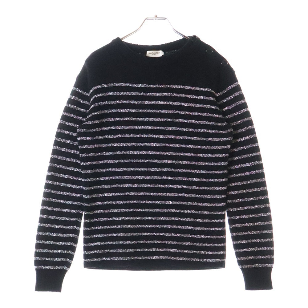 SAINT LAURENT PARIS(サンローランパリ) 19AW ボーダーウールニット ブラック/シルバー 588078 YAFS2