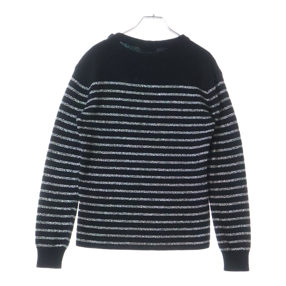 SAINT LAURENT PARIS(サンローランパリ) 19AW ボーダーウールニット ブラック/シルバー 588078 YAFS2