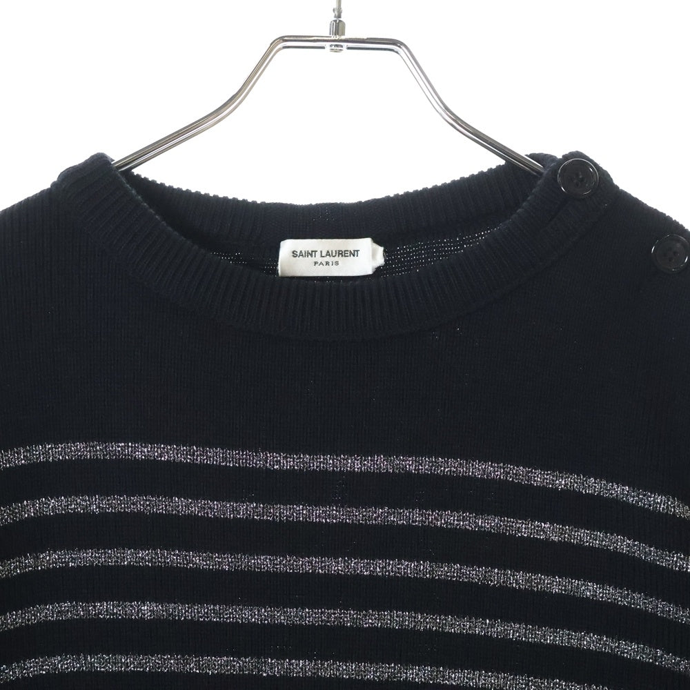 SAINT LAURENT PARIS(サンローランパリ) 19AW ボーダーウールニット ブラック/シルバー 588078 YAFS2