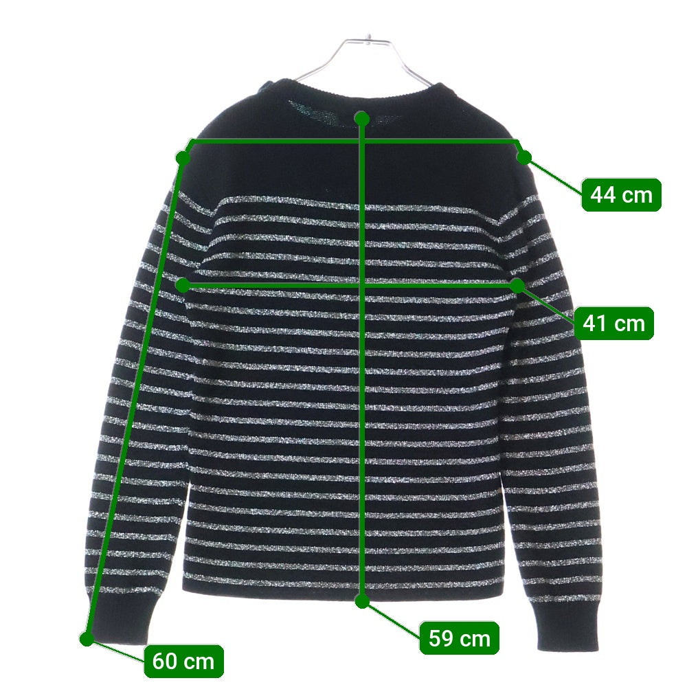 SAINT LAURENT PARIS(サンローランパリ) 19AW ボーダーウールニット ブラック/シルバー 588078 YAFS2