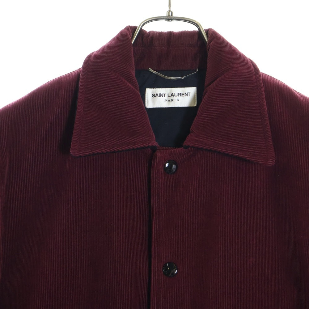SAINT LAURENT PARIS(サンローランパリ) コーデュロイ 中綿 スタジアムジャンバー ブルゾン エディ期 ワインレッド 485490 Y006R