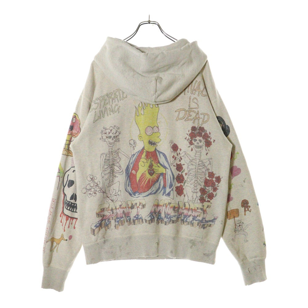 SAINT MICHAEL(セントマイケル) 21SS Graffiti Hoodie グラフィティ フーディ プルオーバー パーカー ペイント ヴィンテージ加工 グレー SM-S21-0000-044