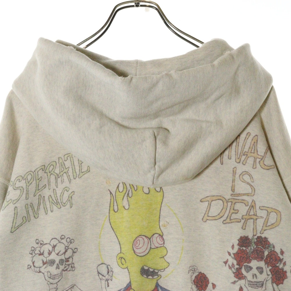 SAINT MICHAEL(セントマイケル) 21SS Graffiti Hoodie グラフィティ フーディ プルオーバー パーカー ペイント ヴィンテージ加工 グレー SM-S21-0000-044