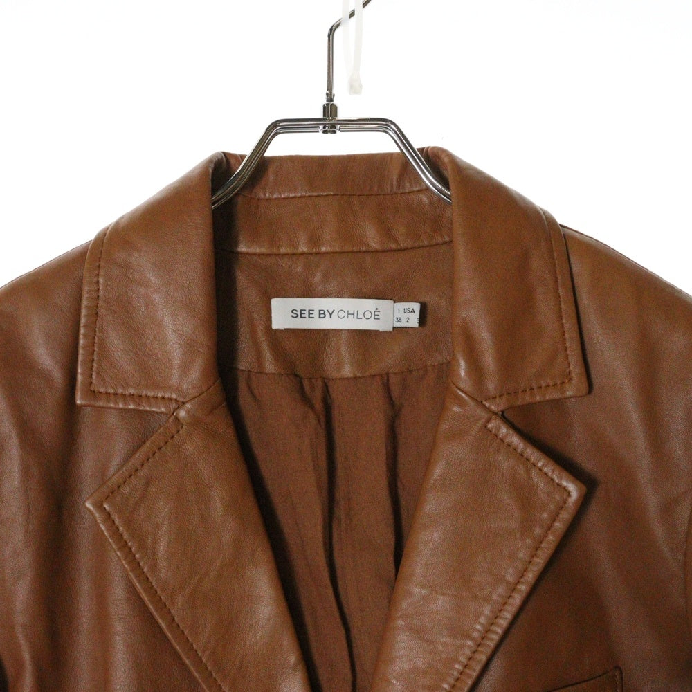 SEE BY CHLOE(シーバイクロエ) シープレザージャケット 羊革 ブラウン レディース