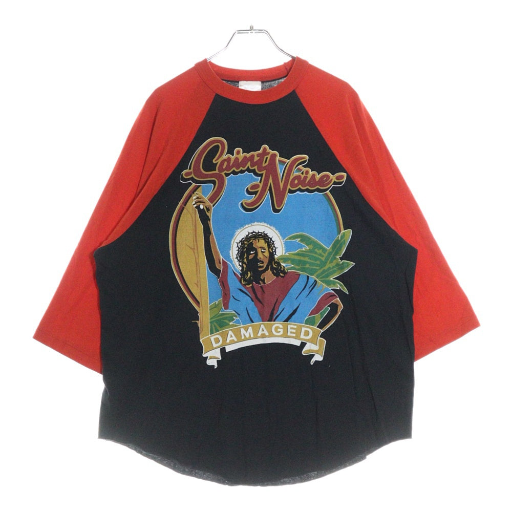 SAINT MICHAEL(セントマイケル) 25SS ×LASTMAN LM SS TEE SNT NOISE ラストマン 七分袖Tシャツ レッド/ブラック SM-HR8-0000-C27
