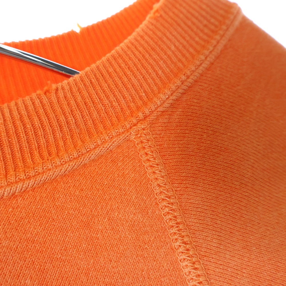 SAINT MICHAEL(セントマイケル) 23AW CREW N SWEAT ダメージ加工 クルーネックスウェットトレーナー オレンジ SM-A23-0000-023