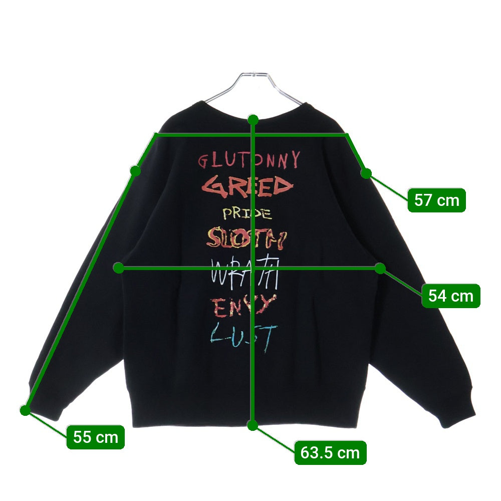 SAINT MICHAEL(セントマイケル) CREW NECK SWEAT 7 DEADLY クルーネック スウェット トレーナー ブラック SM-HR8-0000-044