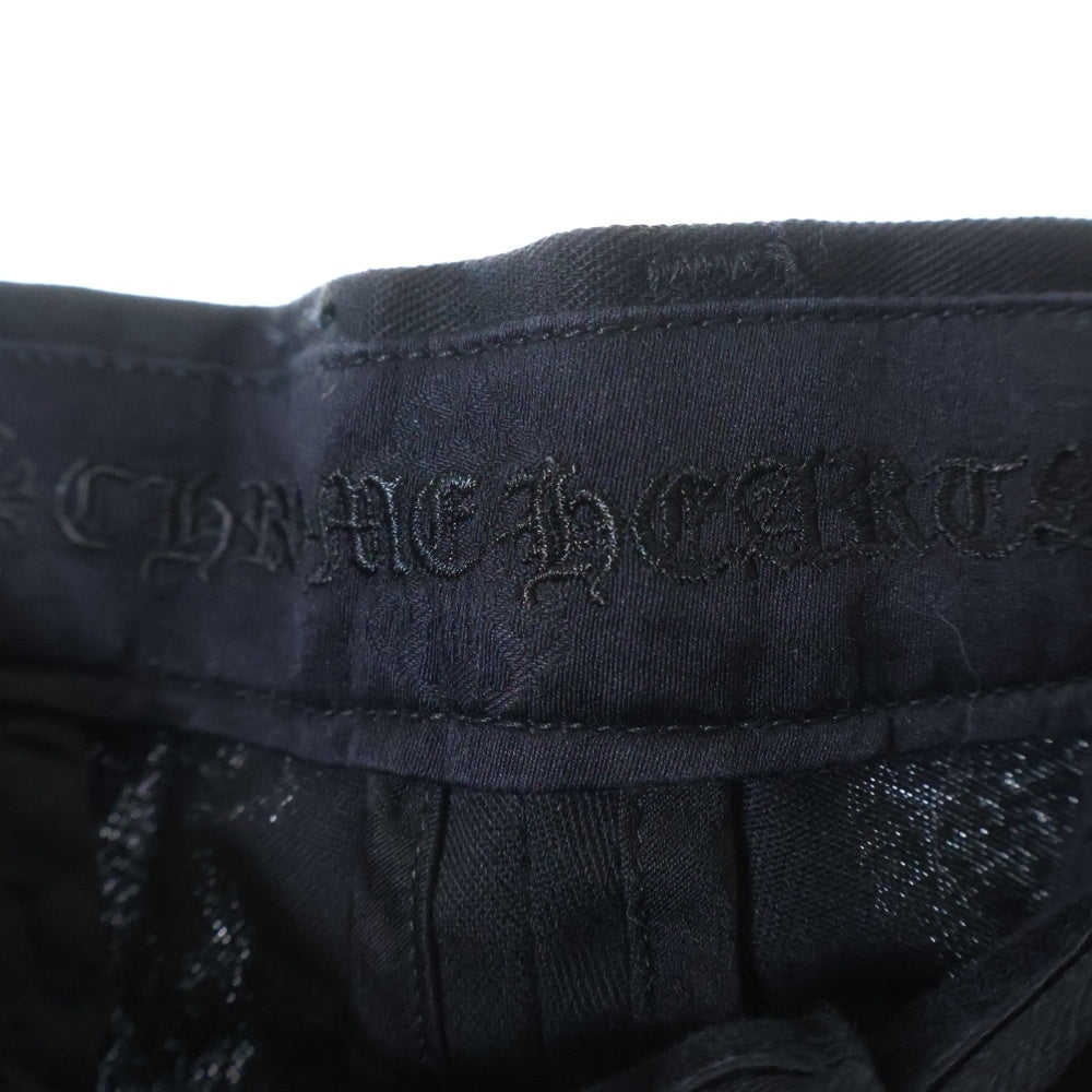 CHROME HEARTS(クロムハーツ) CHINOS レザー切替 クロスボール ボタンフライ チノパンツ ワークパンツ ブラック