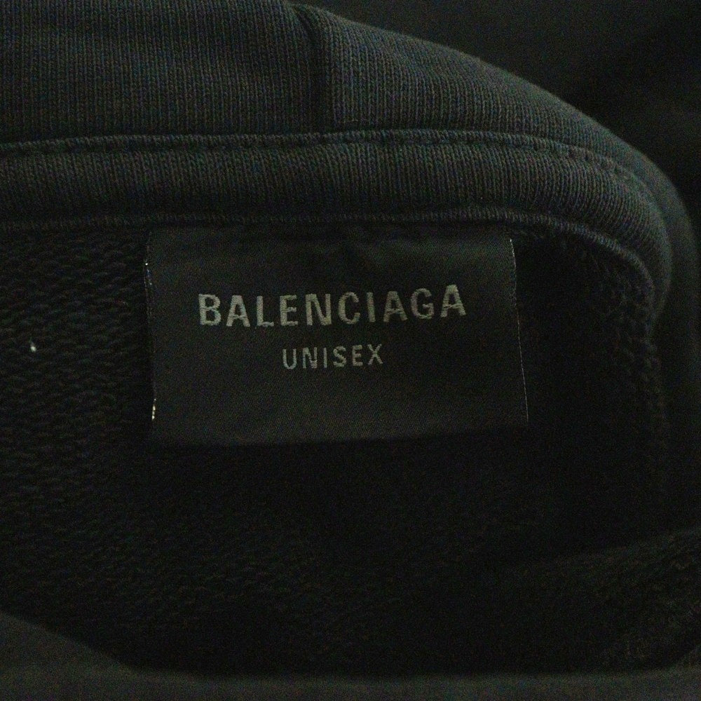 BALENCIAGA(バレンシアガ) 24AW ロゴヴィンテージプリントプルオーバーパーカー ブラック/ホワイト 803265 TRVH6