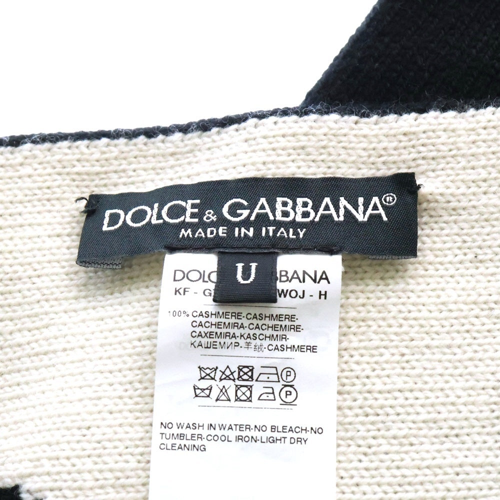 DOLCE & GABBANA(ドルチェアンドガッバーナ) ロゴ マフラー ストール カシミヤ ブラック/ホワイト