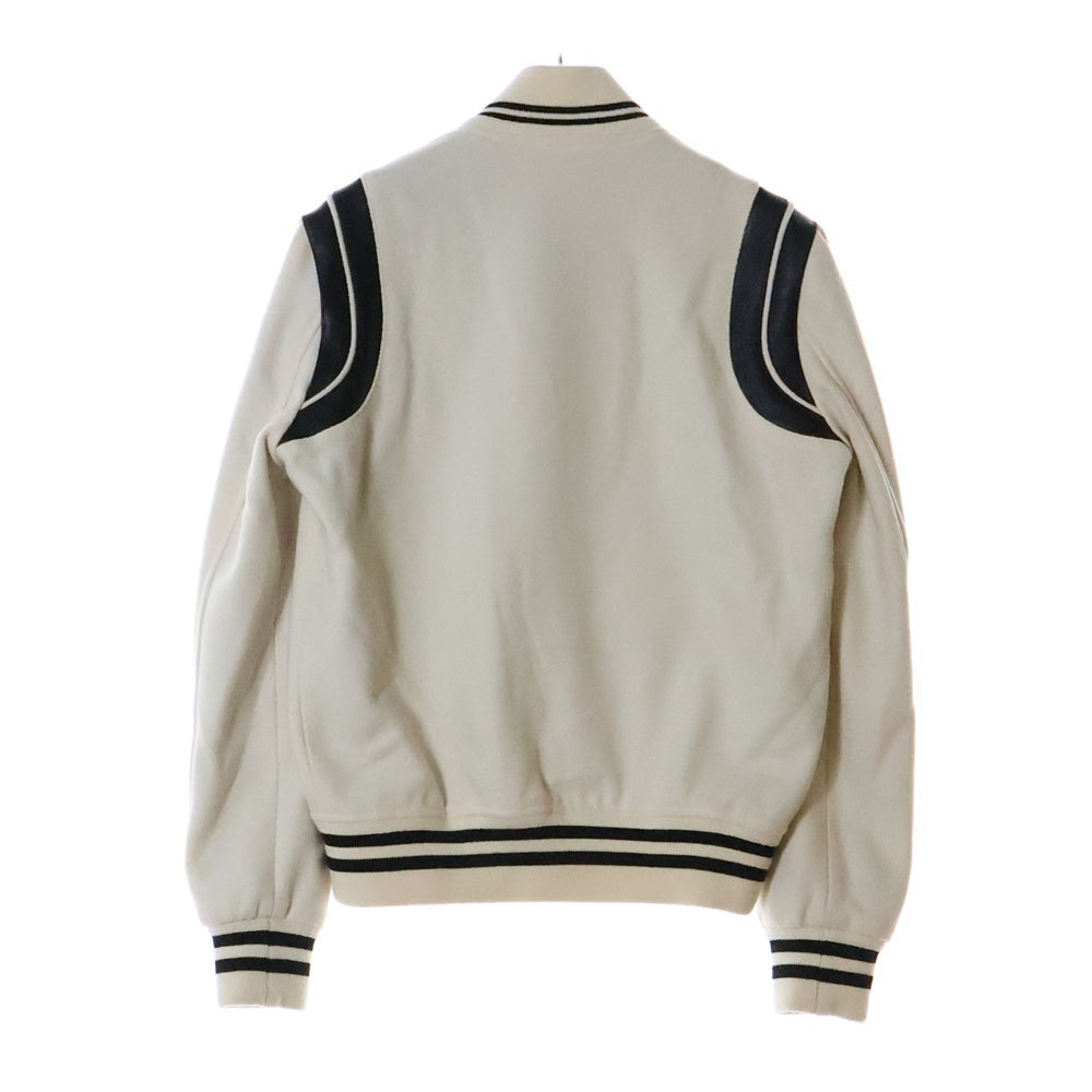 SAINT LAURENT PARIS(サンローランパリ) TEDDY JACKET テディジャケット レザートリムスタジャンパー ホワイト/ナチュラル 354718 Y213Q 2021
