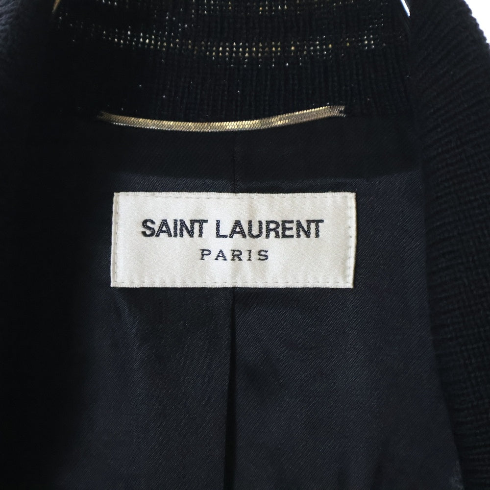 SAINT LAURENT PARIS(サンローランパリ) TEDDY JACKET テディジャケット レザートリムスタジャンパー ブラック/グレー 354718 Y968W
