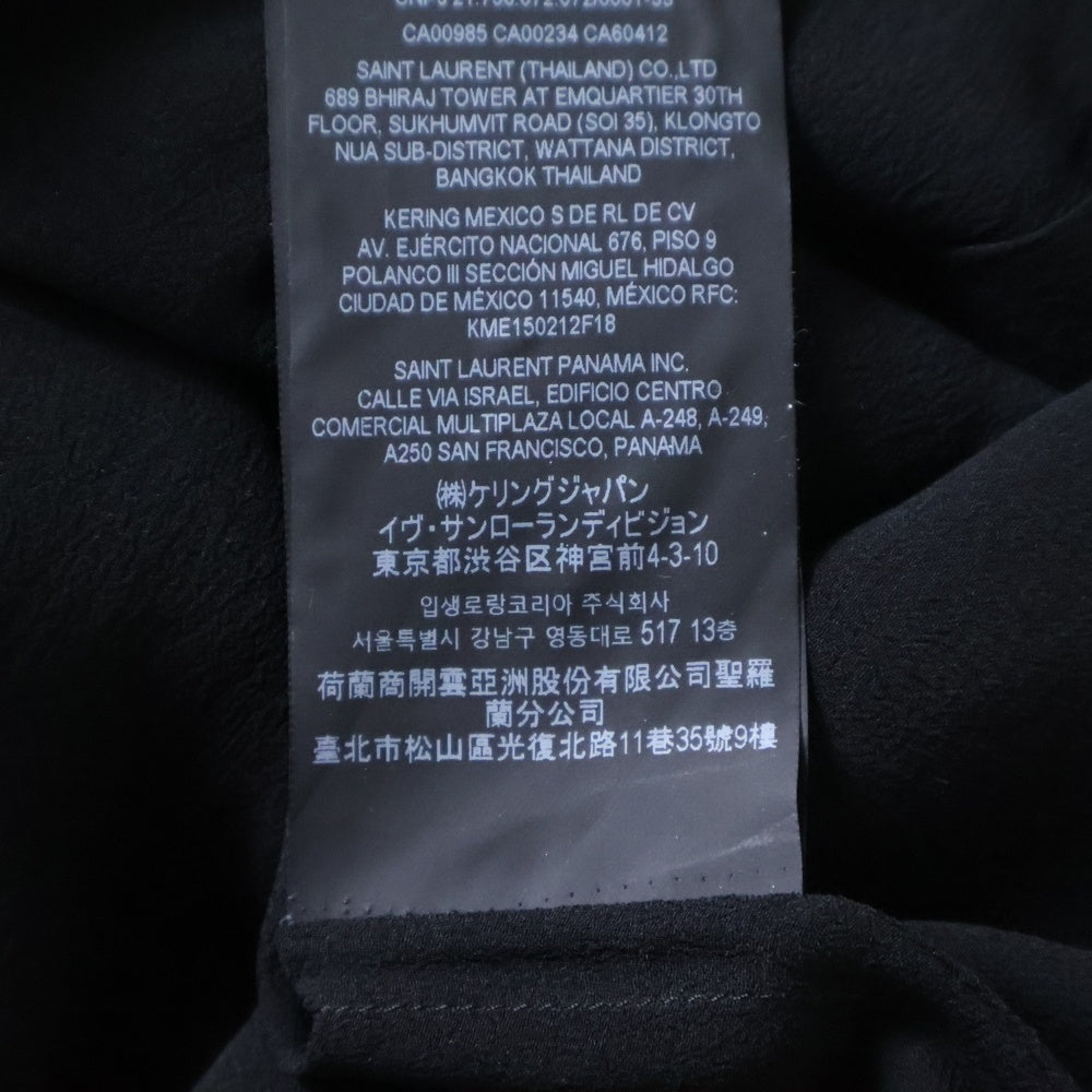 SAINT LAURENT PARIS(サンローランパリ) Sheer Silk Shirt シアーシルク長袖シャツ シースルー ブラック 724306 Y059R