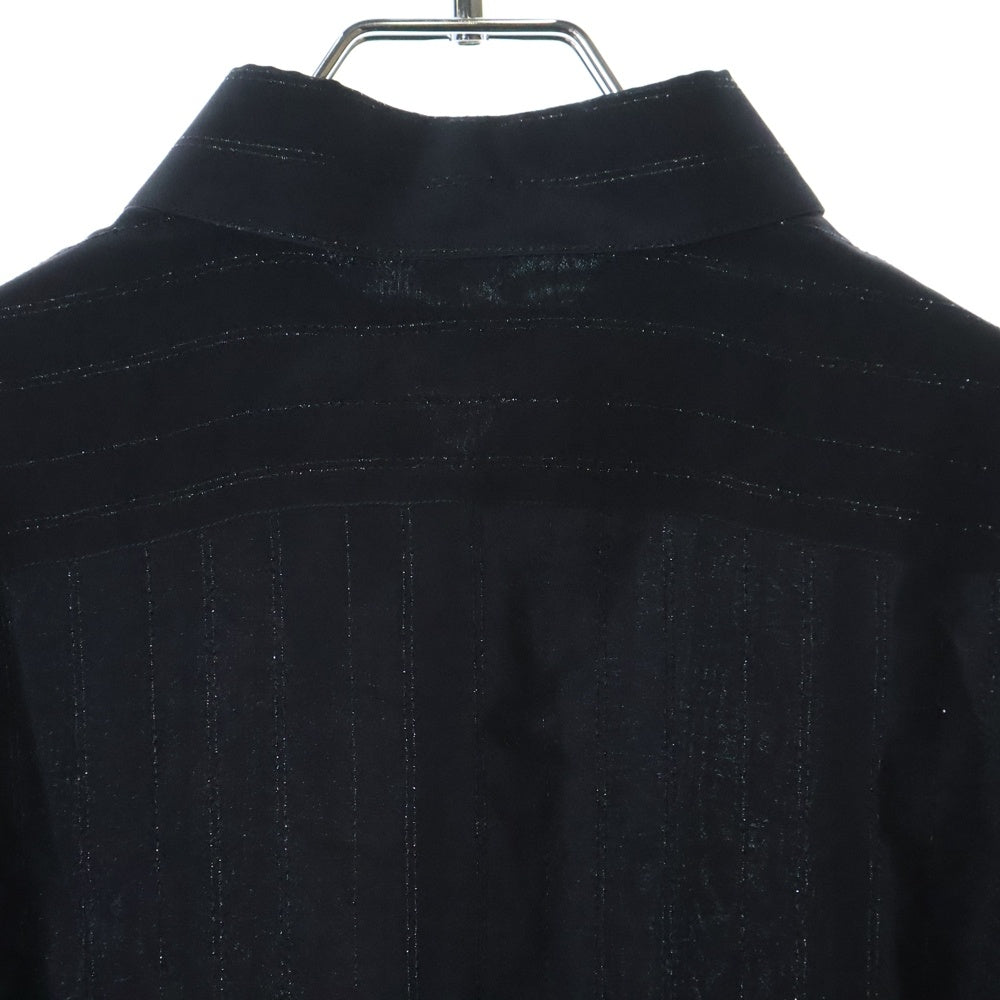 SAINT LAURENT PARIS(サンローランパリ) ストライプ シルク長袖シャツ ブラック 749174 Y1H51
