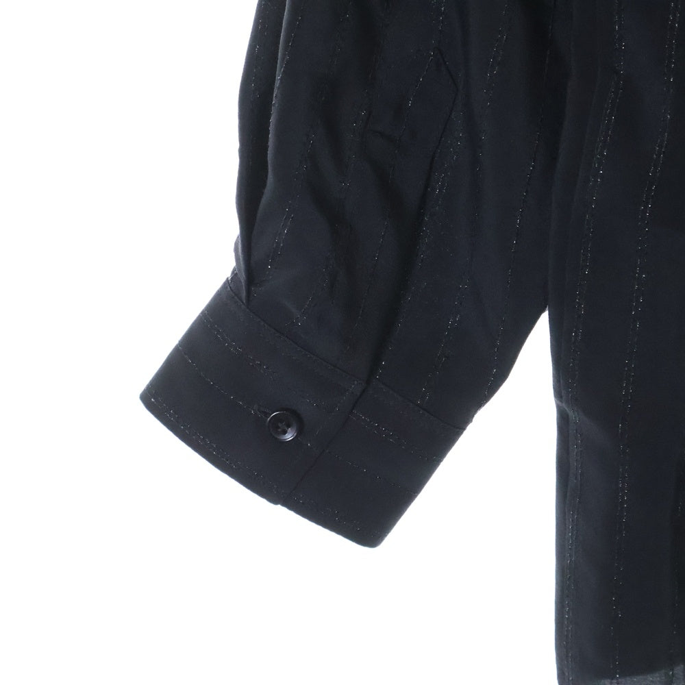 SAINT LAURENT PARIS(サンローランパリ) ストライプ シルク長袖シャツ ブラック 749174 Y1H51