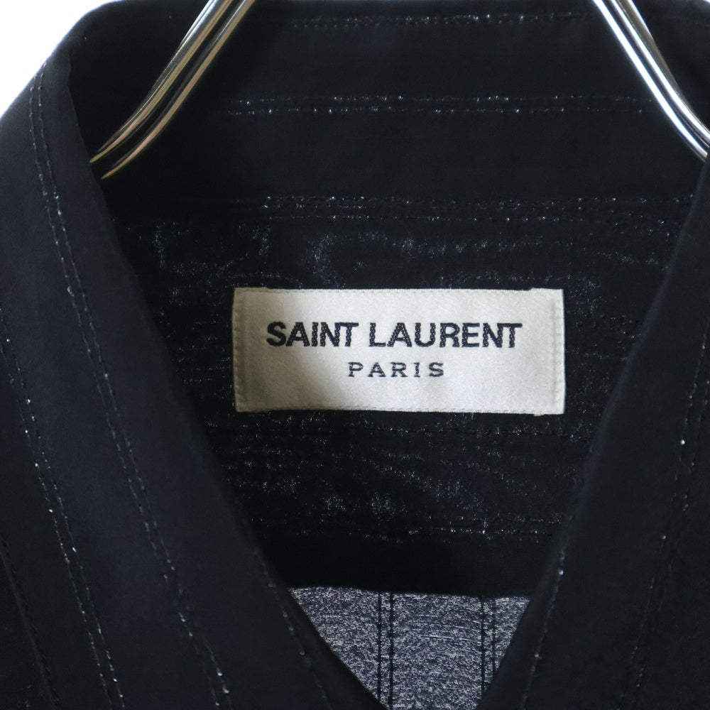 SAINT LAURENT PARIS(サンローランパリ) ストライプ シルク長袖シャツ ブラック 749174 Y1H51