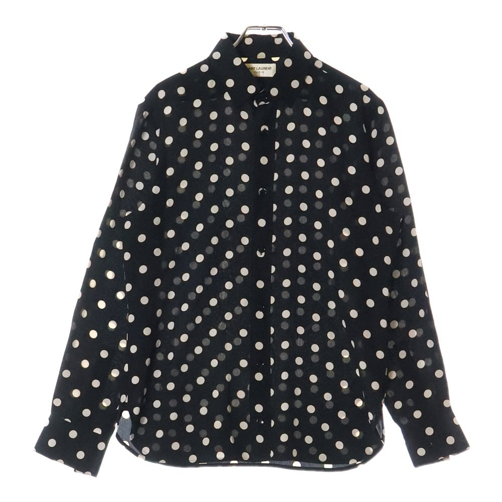 SAINT LAURENT PARIS(サンローランパリ) 16SS ポルカドット長袖シャツ ブラック/クリーム 376916 Y779J