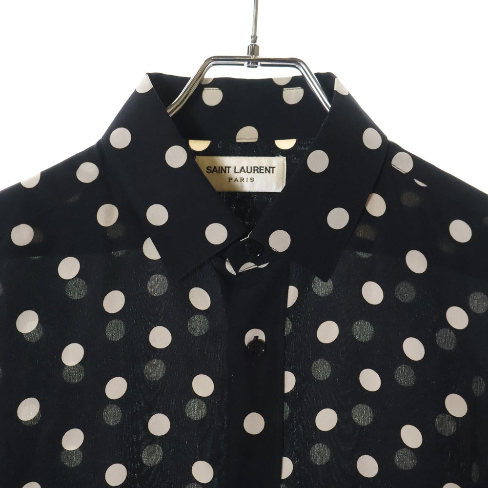 SAINT LAURENT PARIS(サンローランパリ) 16SS ポルカドット長袖シャツ ブラック/クリーム 376916 Y779J