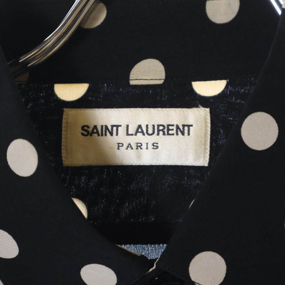 SAINT LAURENT PARIS(サンローランパリ) 16SS ポルカドット長袖シャツ ブラック/クリーム 376916 Y779J