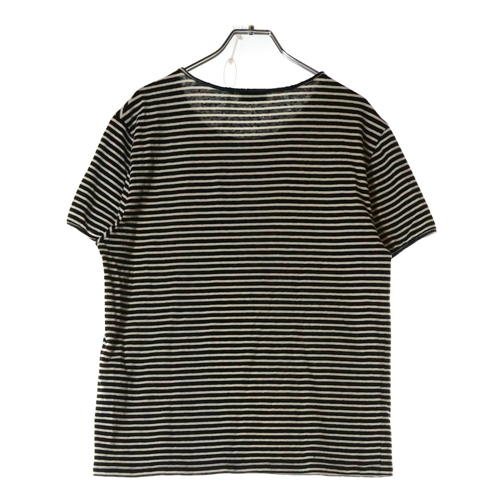 SAINT LAURENT PARIS(サンローランパリ) YSLロゴ刺繍ボーダー 半袖Tシャツ カットソー ブラック 683809 Y36OZ