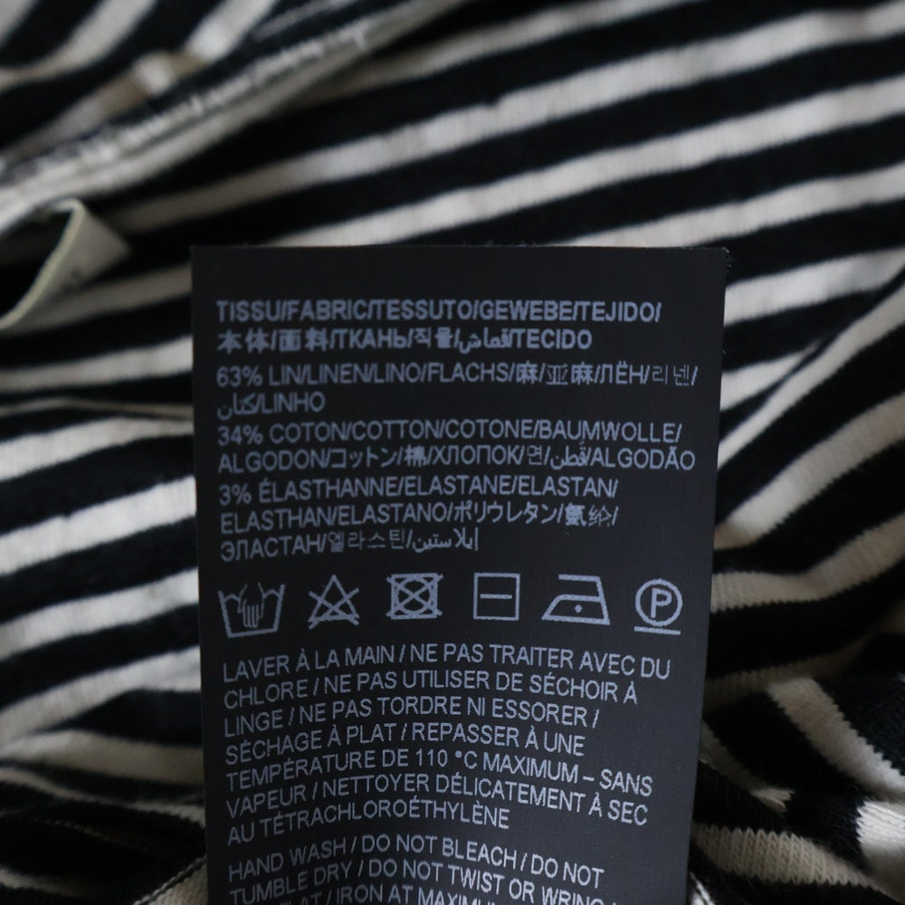 SAINT LAURENT PARIS(サンローランパリ) YSLロゴ刺繍ボーダー 半袖Tシャツ カットソー ブラック 683809 Y36OZ