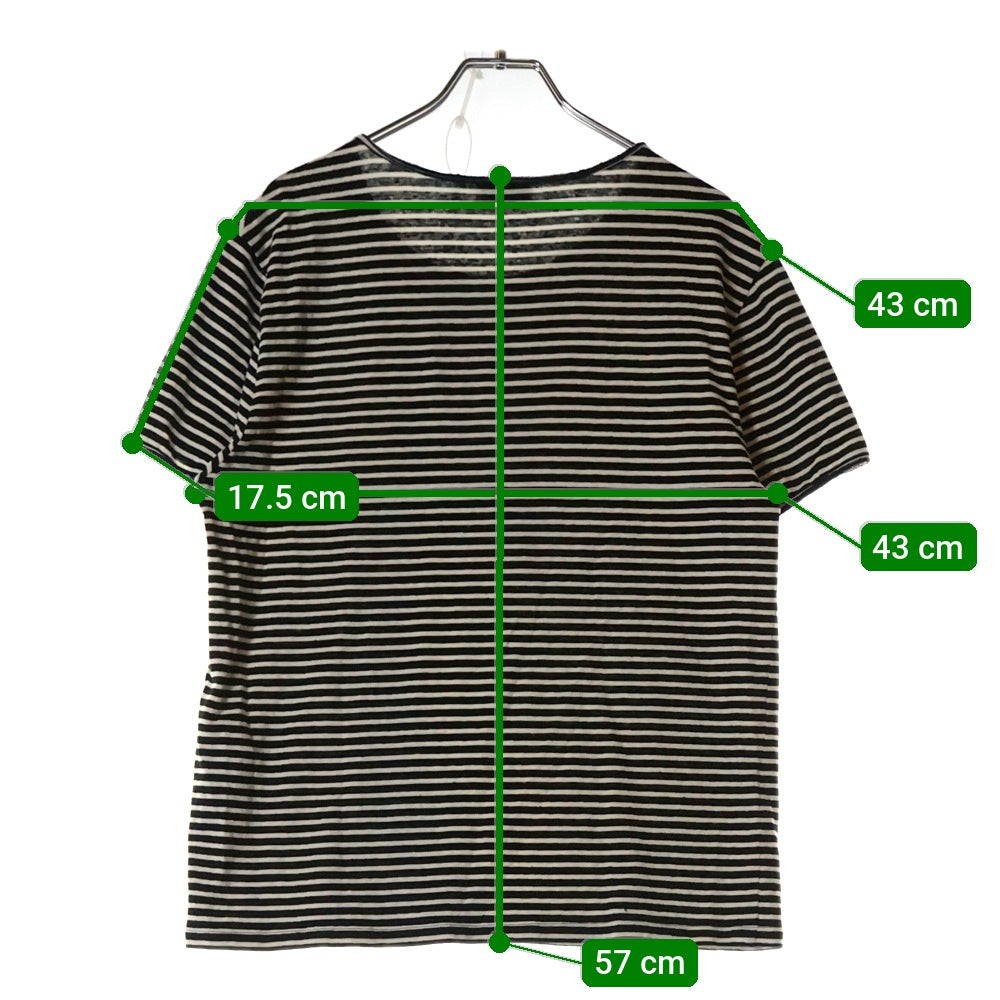 SAINT LAURENT PARIS(サンローランパリ) YSLロゴ刺繍ボーダー 半袖Tシャツ カットソー ブラック 683809 Y36OZ