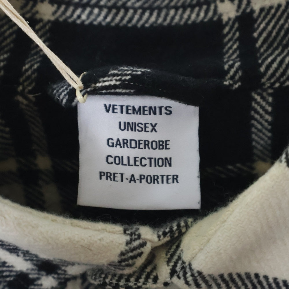 VETEMENTS(ヴェトモン) MY NAME IS FLANNEL SHIRT フランネル ウール長袖シャツ ブラック/ホワイト