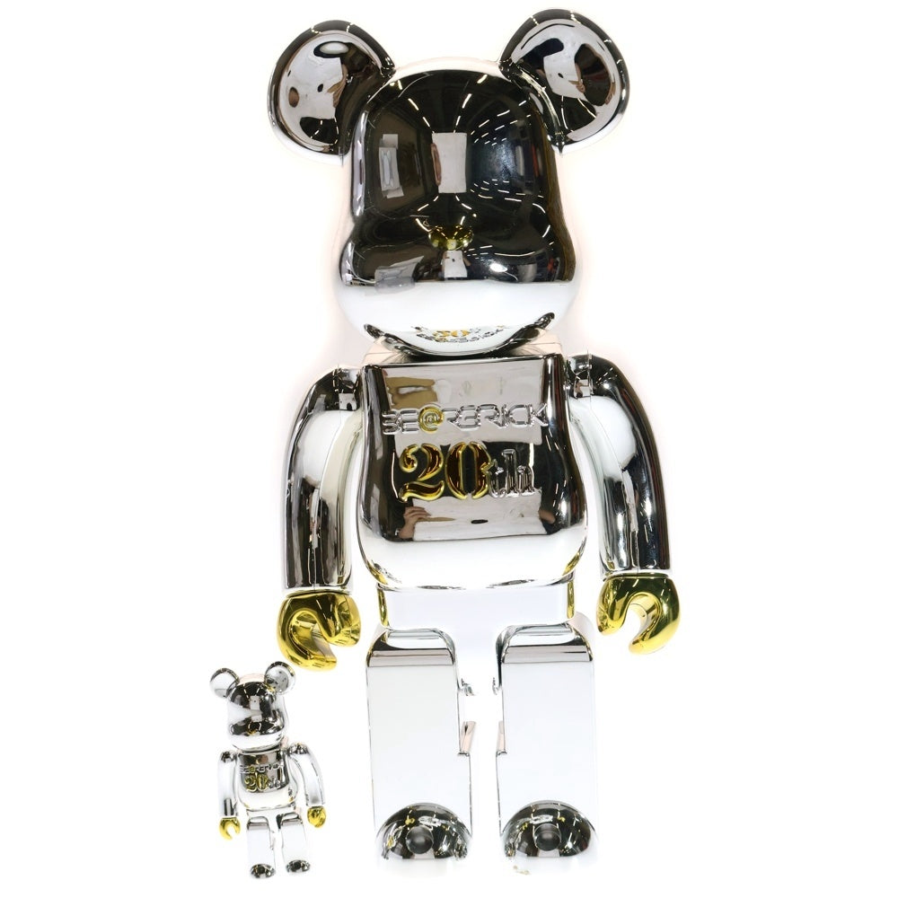 MEDICOM TOY(メディコムトイ) BE@RBRICK 20th Anniversary Model 100% & 400% ベアブリック 20周年アニバーサリーモデル 人形 フィギュア シルバー/ゴールド