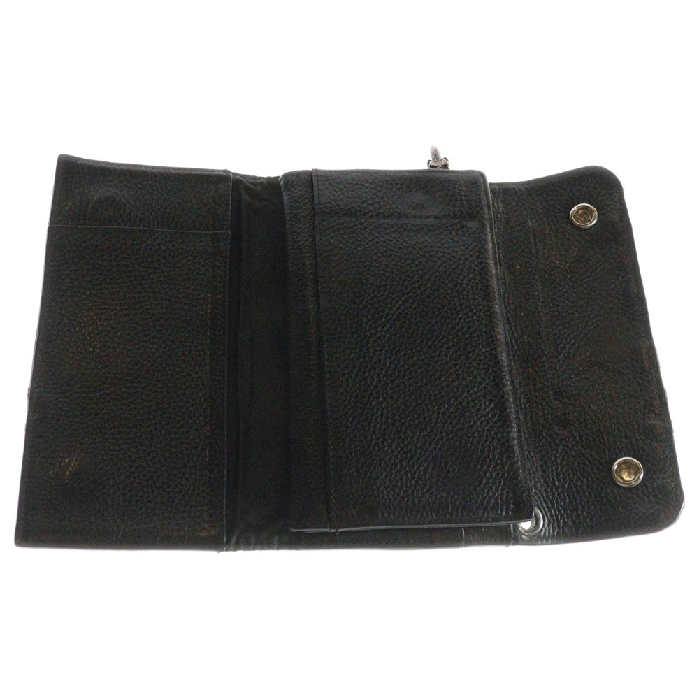 CHROME HEARTS(クロムハーツ) WAVE CROSS PATCH クロスパッチ付き ウェーブウォレット 長財布 ブラック/シルバー