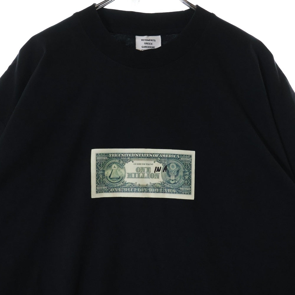 VETEMENTS(ヴェトモン) one in a million tshirt フロントプリント 半袖Tシャツ ブラック UA53TR140B