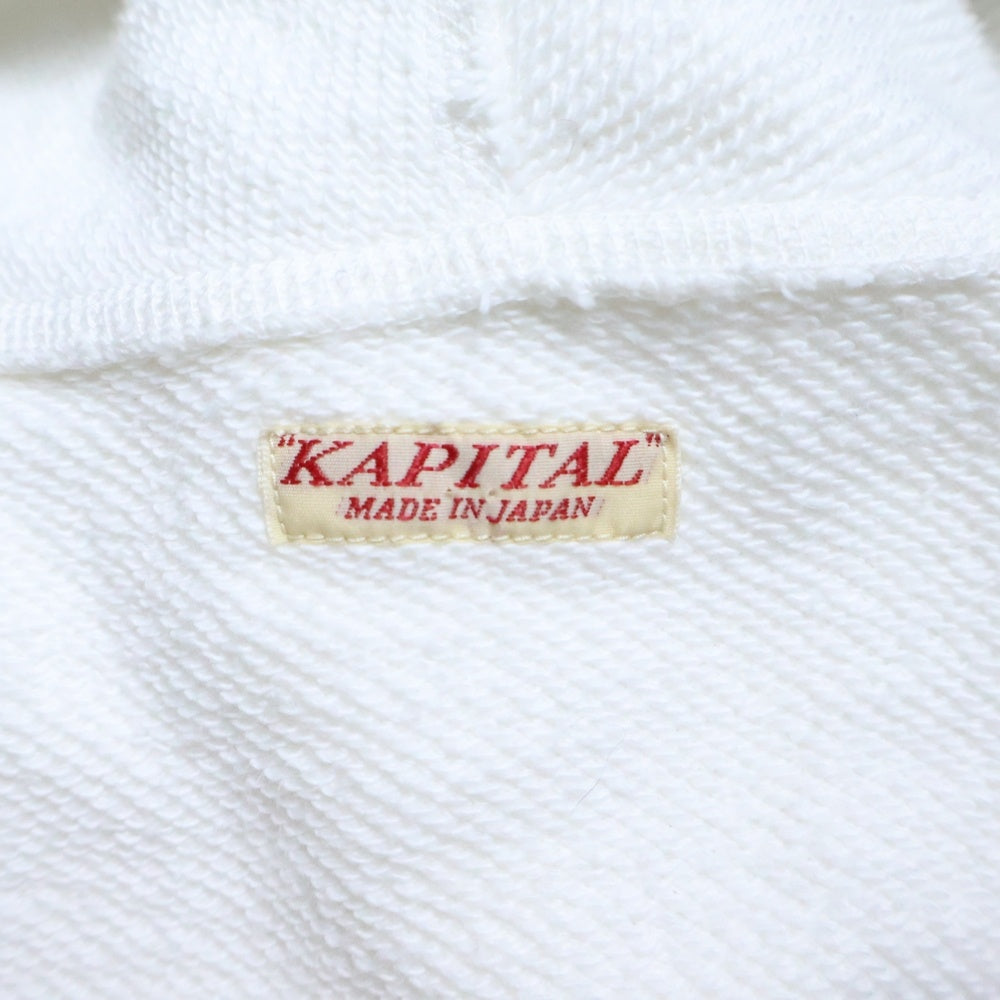 KAPITAL(キャピタル) ラージスピンドルコード フーデッド プルオーバーパーカー ホワイト レディース