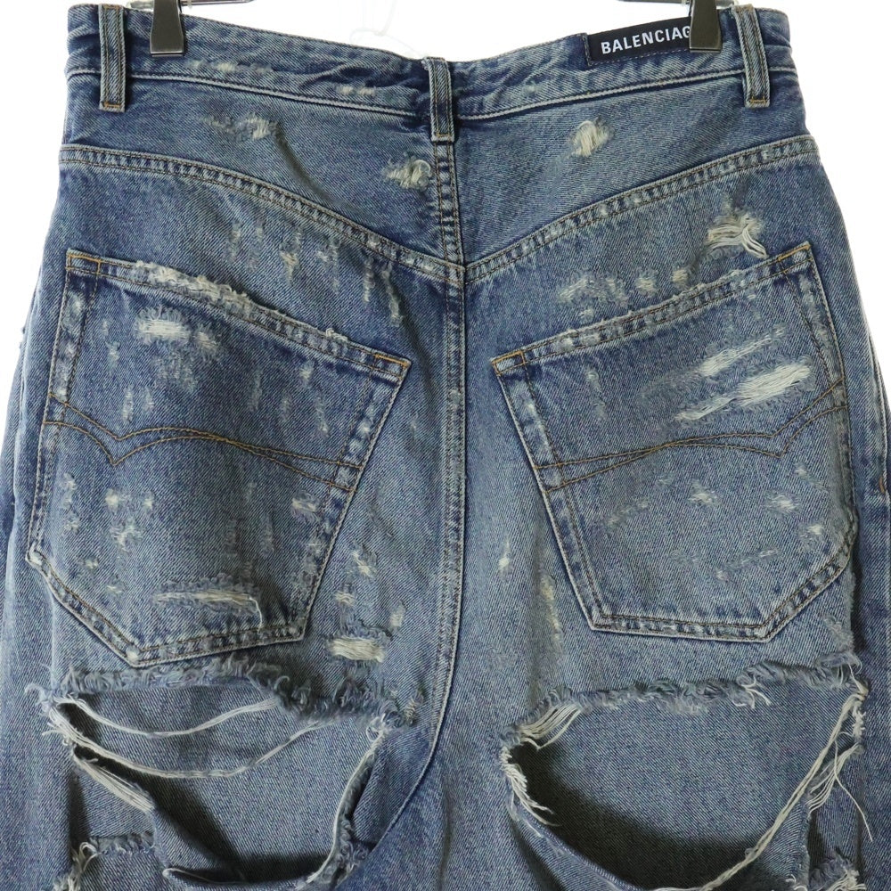 BALENCIAGA(バレンシアガ) 23SS 3SS Super Destoroyed Baggy Denim Pants スーパーデストロイ ダメージ加工バギーデニムパンツ 745248 THW25