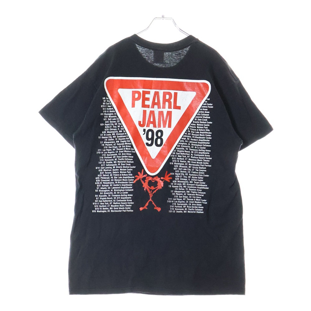 VINTAGE(ヴィンテージ) PEARL JAM '98 LIVE TOUR BOOTLEG ピールジャム ライブツアー ブート プリント半袖Tシャツ カットソー ブラック
