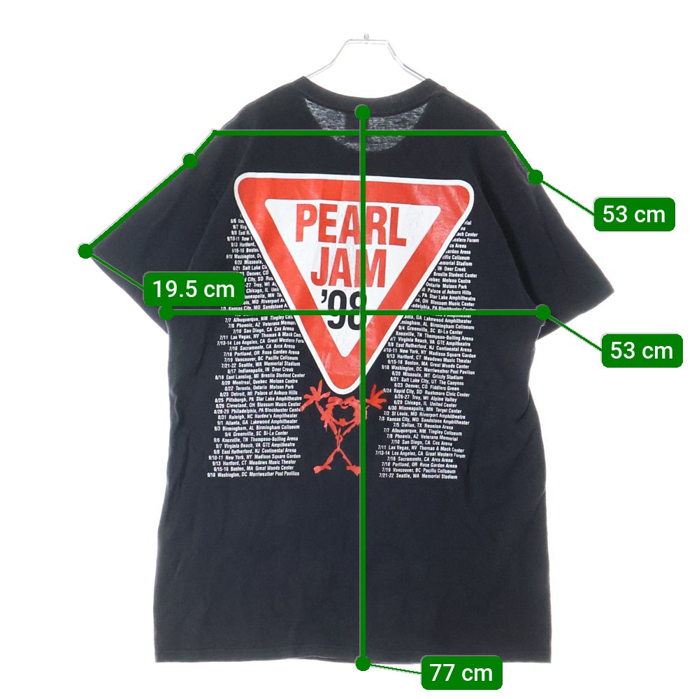 VINTAGE(ヴィンテージ) PEARL JAM '98 LIVE TOUR BOOTLEG ピールジャム ライブツアー ブート プリント半袖Tシャツ カットソー ブラック