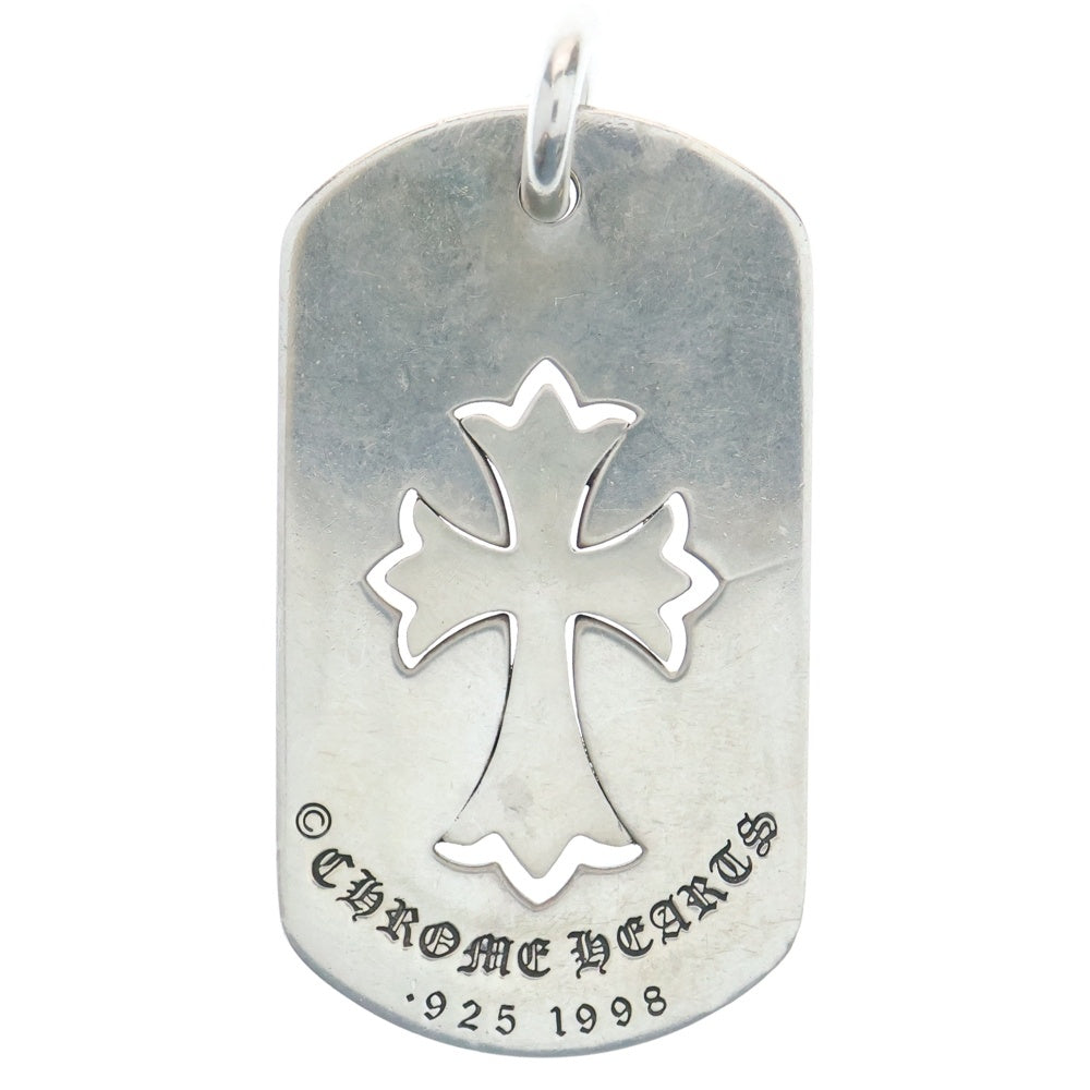 CHROME HEARTS(クロムハーツ) D TAG LRG TNY CRS カットアウトタイニーCHクロス ラージドッグタグ ネックレストップ シルバー