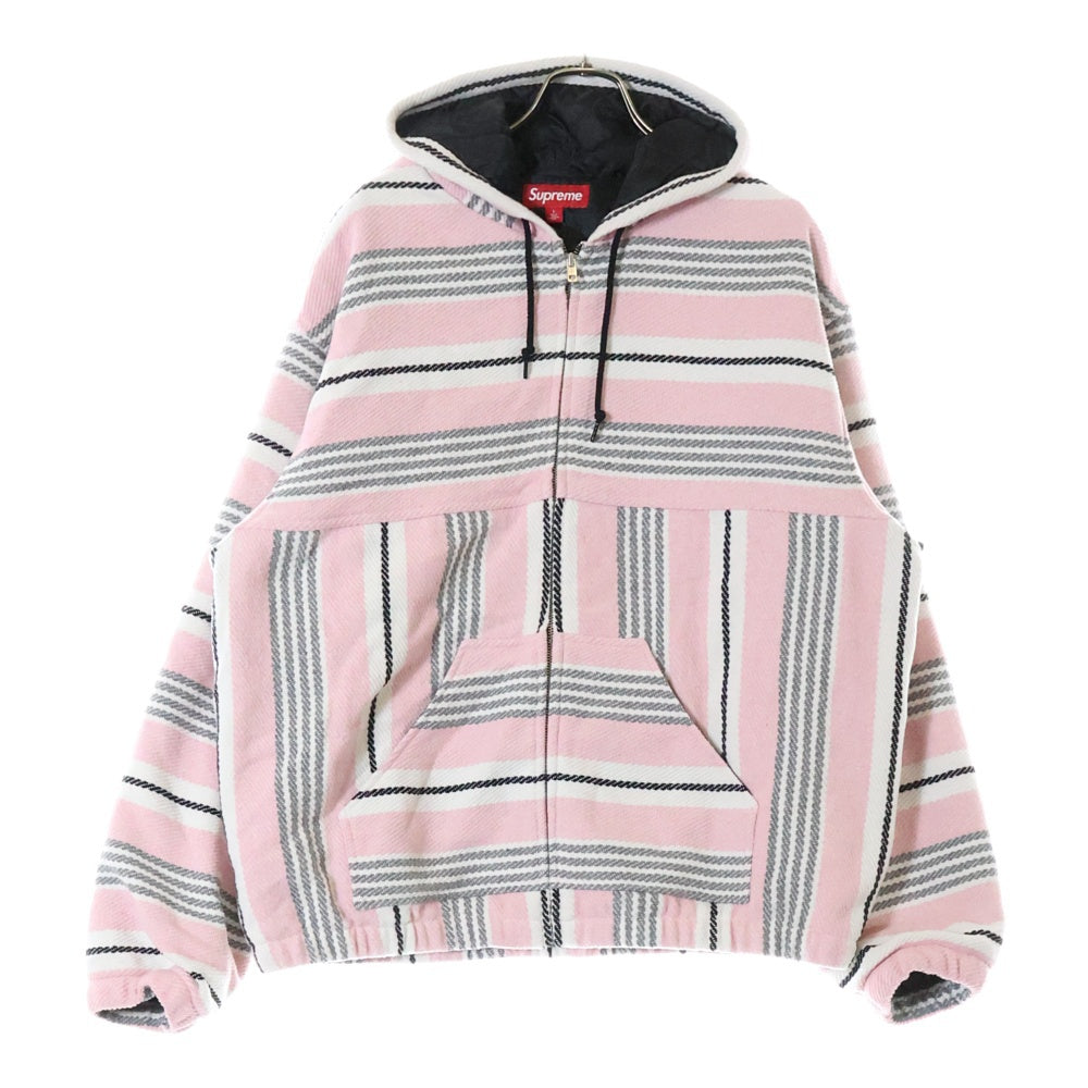 SUPREME(シュプリーム) 25SS Woven Stripe Hooded Jacket ウーブンストライプフーディージャケット アウター ピンク/ホワイト
