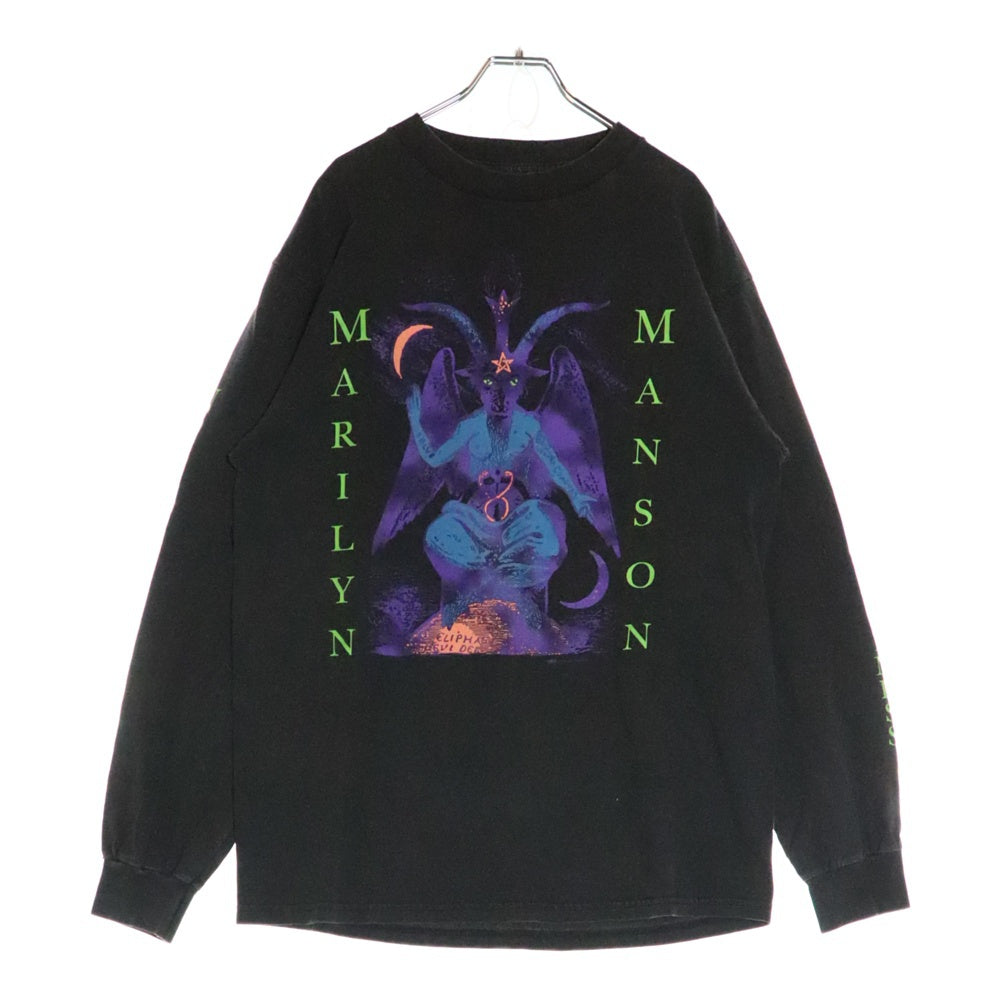 VINTAGE(ヴィンテージ) 90's MARILYN MANSON 1996 NO FORGIVENESS WHEN I'M GOD EVERYONE DIES マリリンマンソン プリント長袖Tシャツ カットソー ブラック