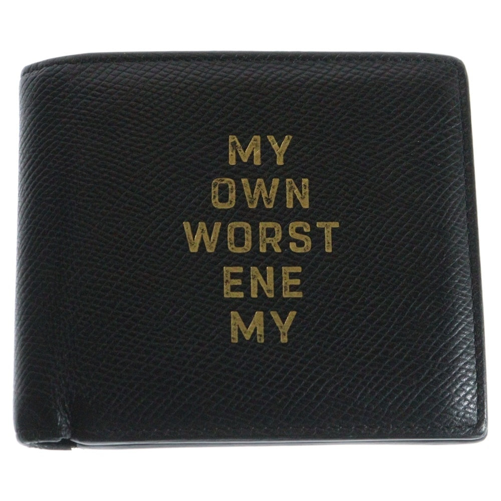 CELINE(セリーヌ) MY OWN WORST ENEMY レザーコンパクトウォレット 二つ折り財布 ブラック