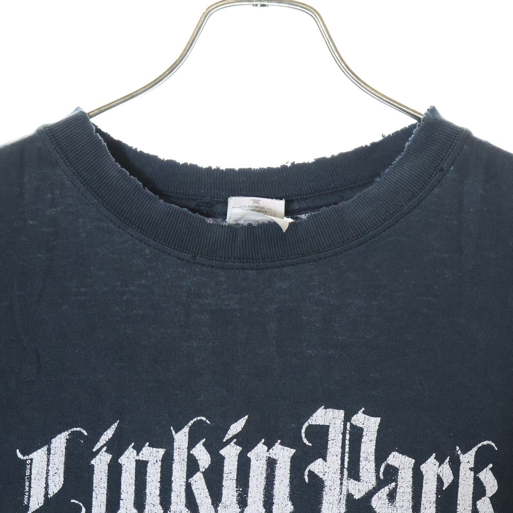 VINTAGE(ヴィンテージ) 00s LINKIN PARK OLD ENGLISH リンキンパーク オールドイングリッシュ 両面プリント 半袖Tシャツ カットソー ブラック