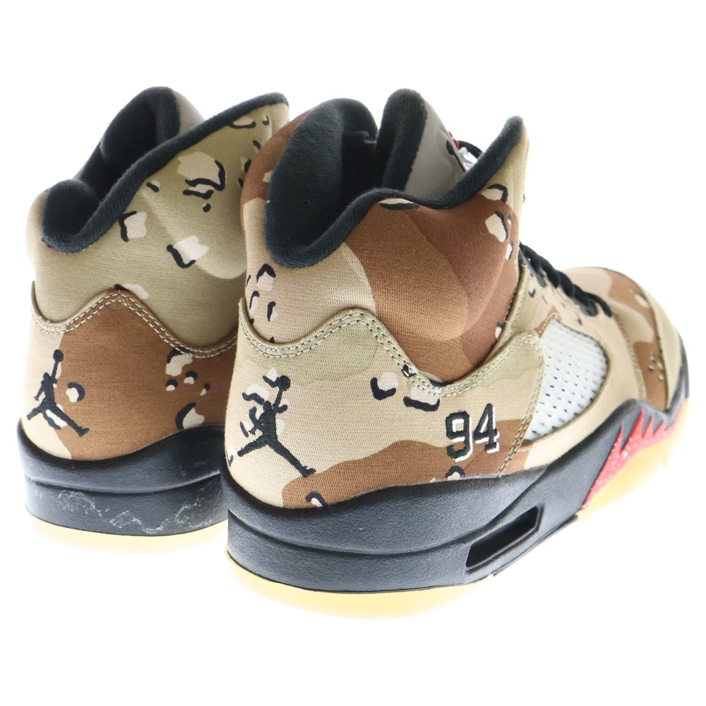 NIKE(ナイキ) 【観賞用 2015年製】 15AW ×Supreme AIR JORDAN 5 RETRO DESERT CAMO エアジョーダン5 デザートカモ ハイカットスニーカー US9.5/27.5cm 824371‐201