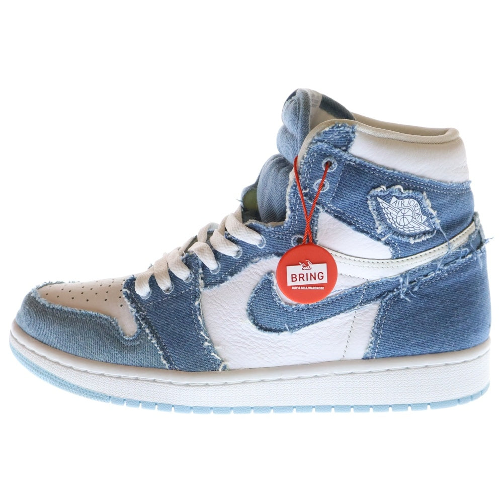 NIKE(ナイキ) WMNS AIR JORDAN 1 HIGH OG DENIM ウィメンズ エア ジョーダン1 デニム ハイカットスニーカー ホワイト/インディゴブルー US10/27cm DM9036-104