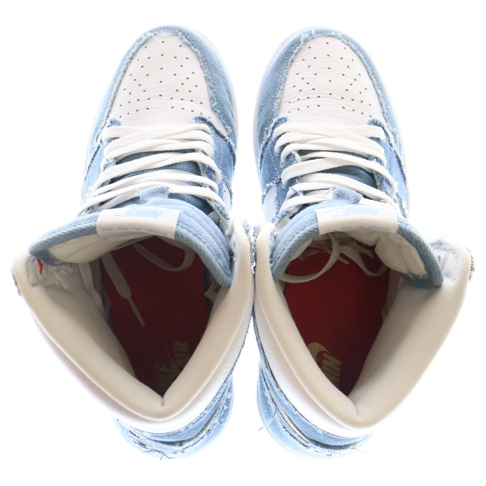 NIKE(ナイキ) WMNS AIR JORDAN 1 HIGH OG DENIM ウィメンズ エア ジョーダン1 デニム ハイカットスニーカー ホワイト/インディゴブルー US10/27cm DM9036-104