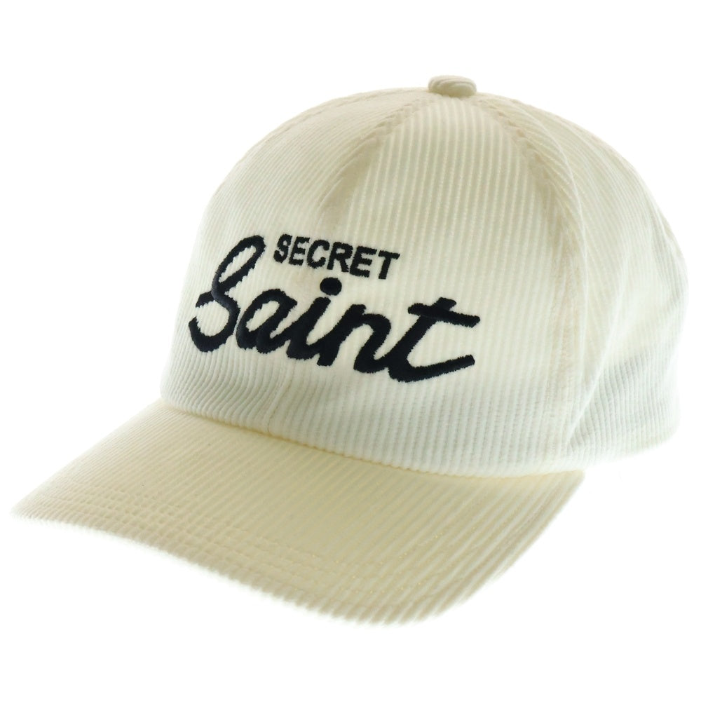 SAINT MICHAEL(セントマイケル) 24AW SECRET CAP ロゴ刺繍 コーデュロイ キャップ 帽子 ホワイト SM-YS1-0000-078