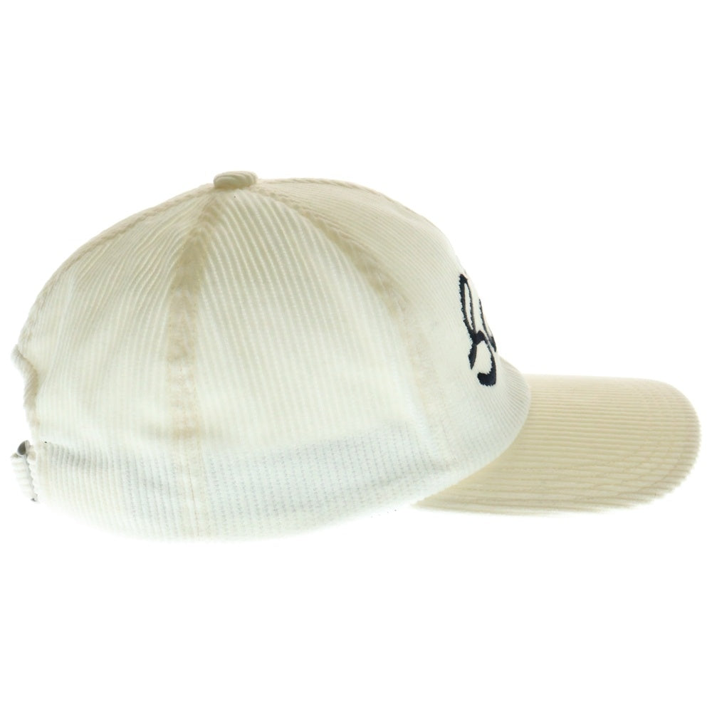 SAINT MICHAEL(セントマイケル) 24AW SECRET CAP ロゴ刺繍 コーデュロイ キャップ 帽子 ホワイト SM-YS1-0000-078